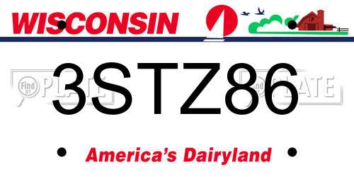 3STZ86 Wisconsin License Plate
