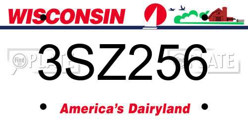 3SZ256 Wisconsin License Plate