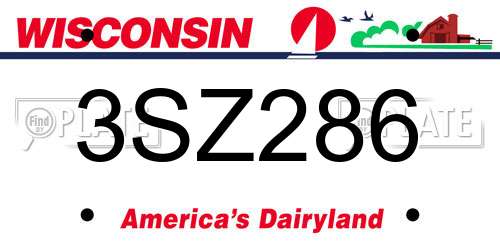 3SZ286 Wisconsin License Plate