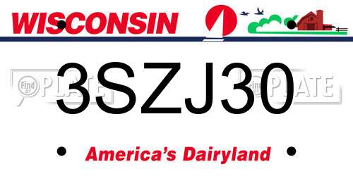 3SZJ30 Wisconsin License Plate