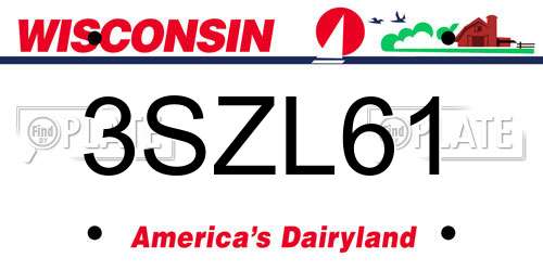 3SZL61 Wisconsin License Plate