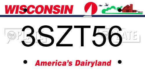3SZT56 Wisconsin License Plate