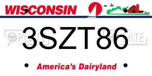 3SZT86 Wisconsin License Plate