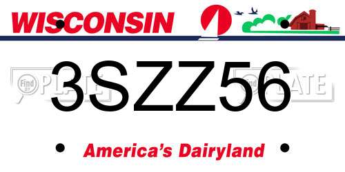 3SZZ56 Wisconsin License Plate