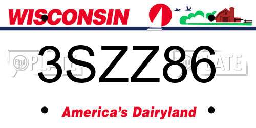 3SZZ86 Wisconsin License Plate