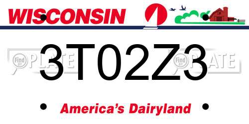 3T02Z3 Wisconsin License Plate