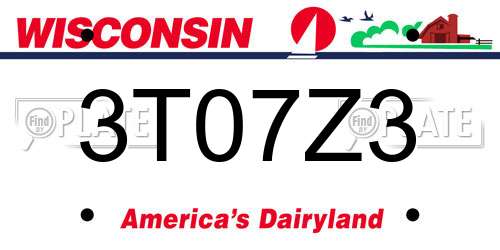 3T07Z3 Wisconsin License Plate