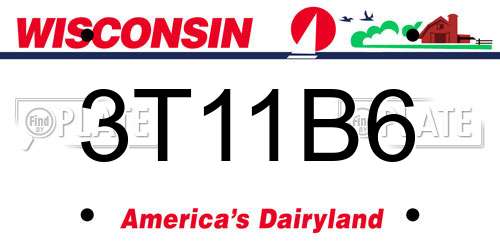 3T11B6 Wisconsin License Plate
