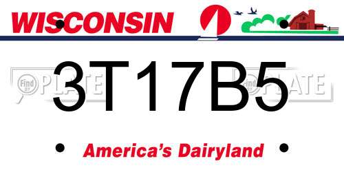 3T17B5 Wisconsin License Plate