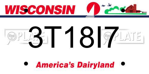 3T18I7 Wisconsin License Plate