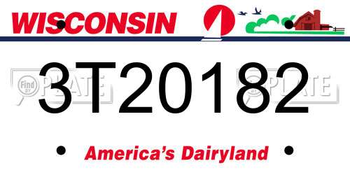 3T20182 Wisconsin License Plate