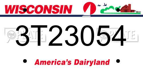 3T23054 Wisconsin License Plate