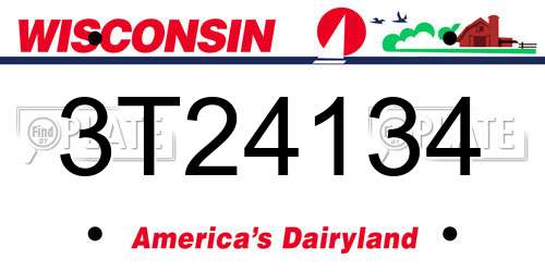 3T24134 Wisconsin License Plate