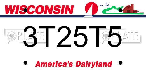 3T25T5 Wisconsin License Plate
