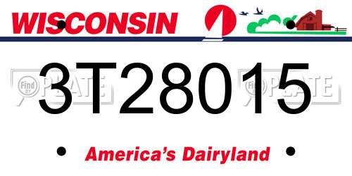3T28015 Wisconsin License Plate