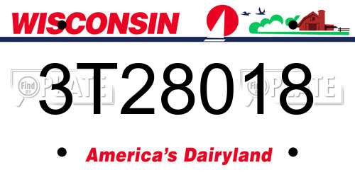 3T28018 Wisconsin License Plate