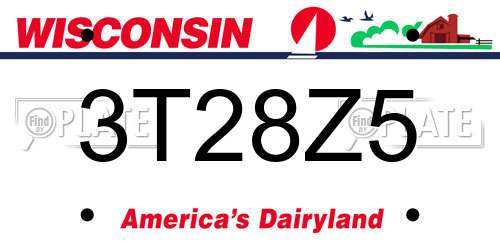 3T28Z5 Wisconsin License Plate