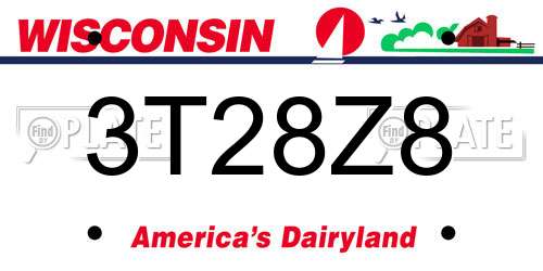 3T28Z8 Wisconsin License Plate