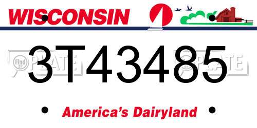3T43485 Wisconsin License Plate