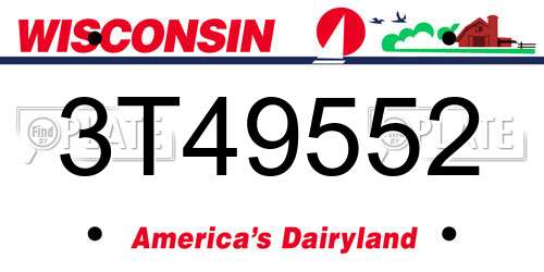 3T49552 Wisconsin License Plate