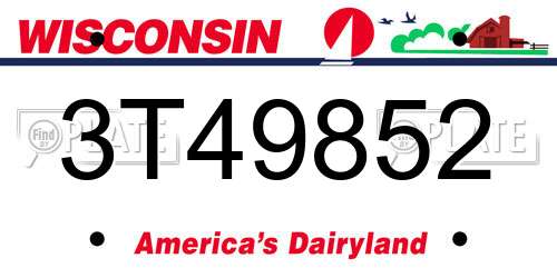 3T49852 Wisconsin License Plate