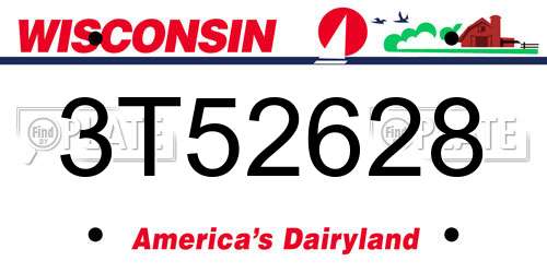 3T52628 Wisconsin License Plate