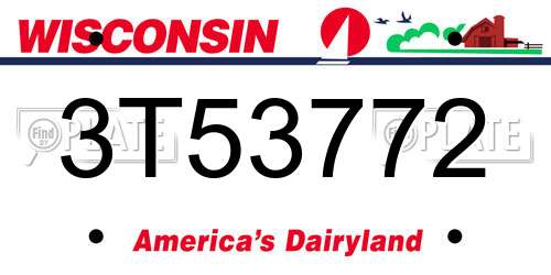 3T53772 Wisconsin License Plate