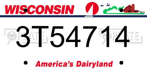 3T54714 Wisconsin License Plate