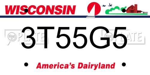 3T55G5 Wisconsin License Plate