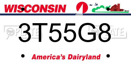 3T55G8 Wisconsin License Plate