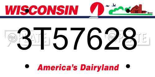 3T57628 Wisconsin License Plate