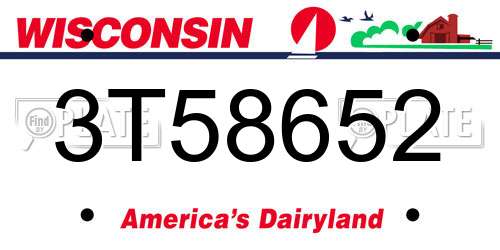 3T58652 Wisconsin License Plate