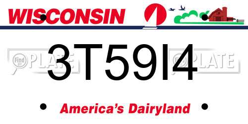 3T59I4 Wisconsin License Plate