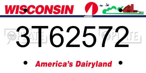 3T62572 Wisconsin License Plate