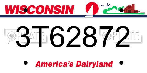 3T62872 Wisconsin License Plate