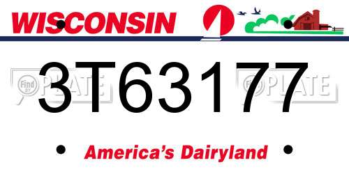 3T63177 Wisconsin License Plate