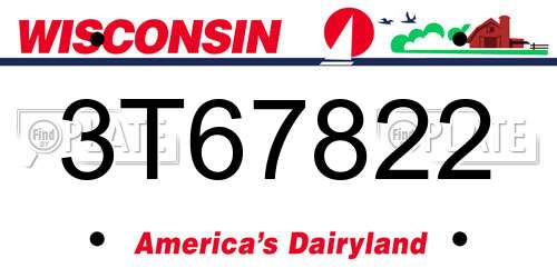 3T67822 Wisconsin License Plate