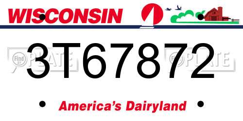 3T67872 Wisconsin License Plate