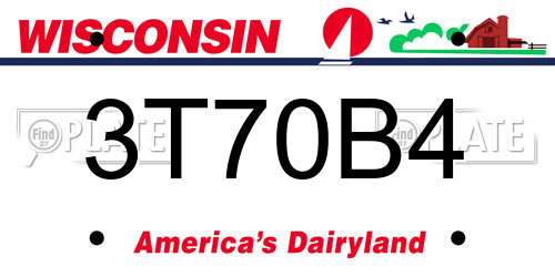3T70B4 Wisconsin License Plate