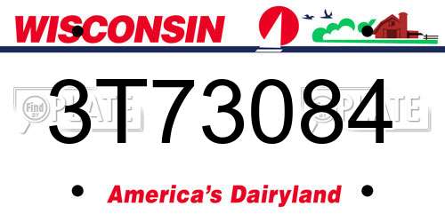 3T73084 Wisconsin License Plate