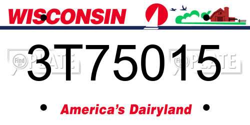 3T75015 Wisconsin License Plate