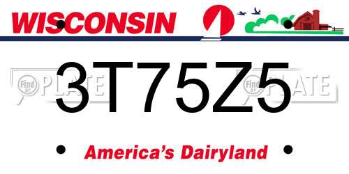 3T75Z5 Wisconsin License Plate
