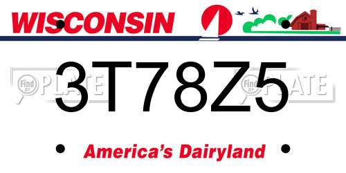 3T78Z5 Wisconsin License Plate