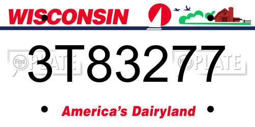 3T83277 Wisconsin License Plate