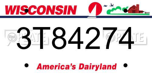 3T84274 Wisconsin License Plate