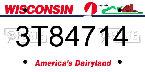 3T84714 Wisconsin License Plate