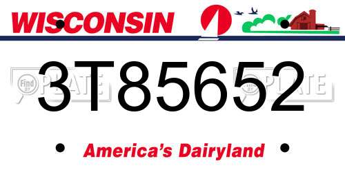 3T85652 Wisconsin License Plate