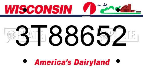 3T88652 Wisconsin License Plate