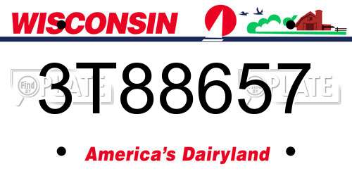 3T88657 Wisconsin License Plate