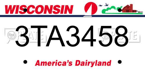 3TA3458 Wisconsin License Plate